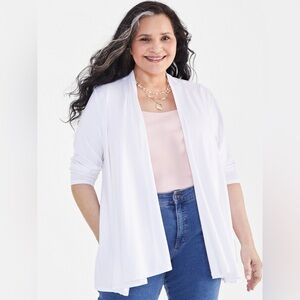 Style & Co. Cream Open Front Long-Sleeve Cardigan